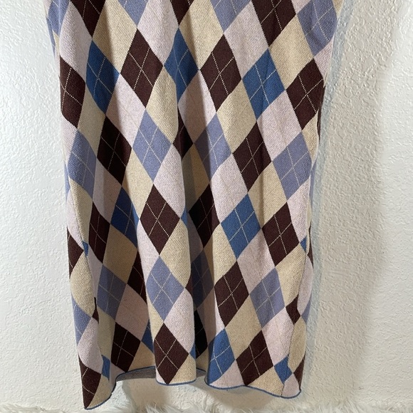 RSQ Argyle Diamond Short Sweater Dress Size 2XL Sleeveless Collar V-Neck NEW - Picture 5 of 12